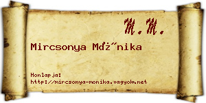 Mircsonya Mónika névjegykártya